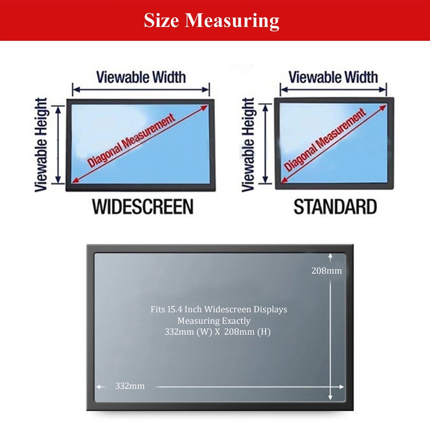15.4 inch Anti-Glare Laptop Privacy Filter Screen Protector Film for Computer Monitor Widescreen 16:10 Aspect Ratio