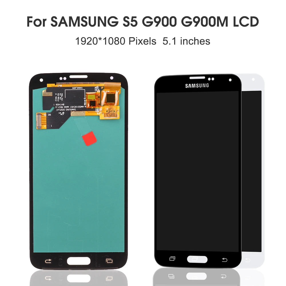 Original 5.1" burn LCD For Samsung Galaxy S5 G900 G900F G900M G900H LCD Screen Touch Digitizer Assembly For Galaxy S5 LCD Screen