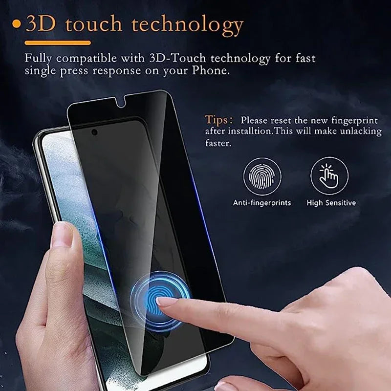 Fingerprint Unlocking Privacy Tempered Glass for Samsung Galaxy S23 S22 S21 S20 S10 Note 20 10 9 8 S8 S9 Plus Screen Protector