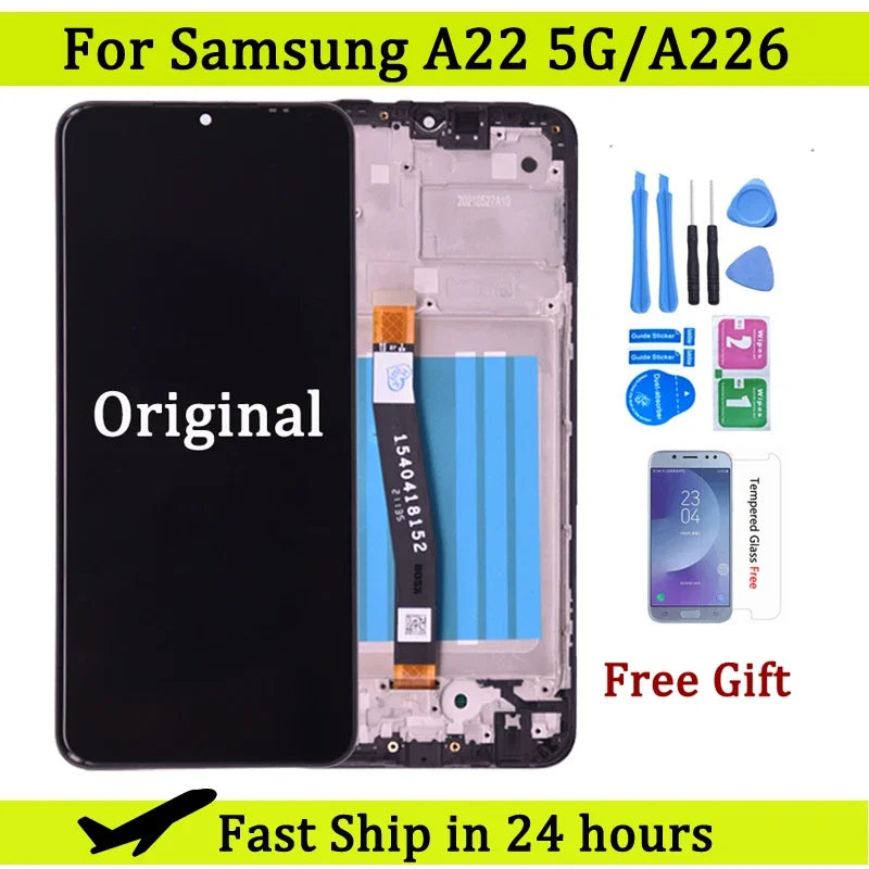 Original For Samsung Galaxy A22 5G LCD Display Touch Screen Digitizer Assembly Replacement For A226 A226B SM-A226B/DSN Display