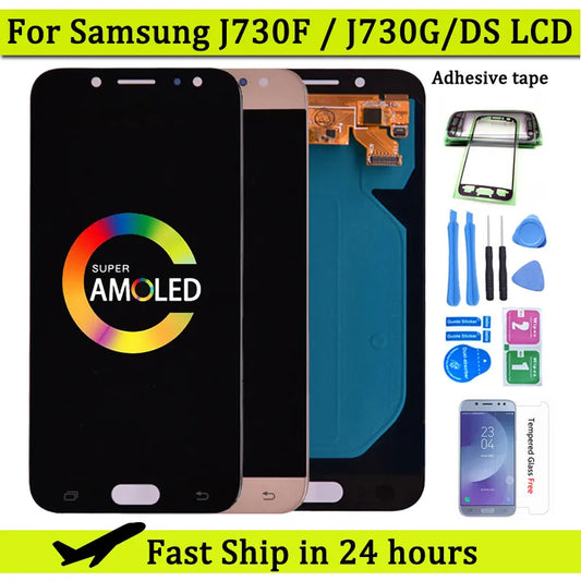 LCD Super Amoled para Samsung Galaxy J7 Pro 2017 J730 J730F Pantalla LCD y ensamblaje de digitalizador de pantalla táctil